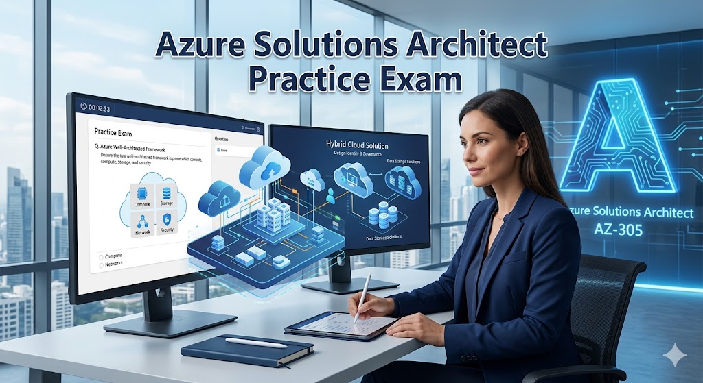 Microsoft Azure Architect Technologies (AZ-300) Practice Exam Banner