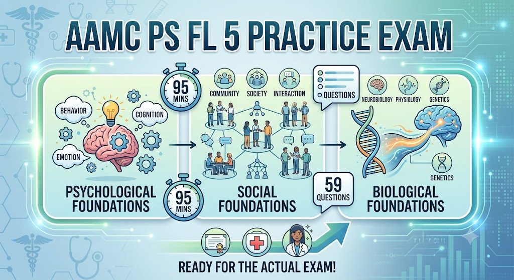 AAMC Psychological, Social, and Biological Foundations of Behavior (PS) Full-Length (FL) 5 Practice Test Banner