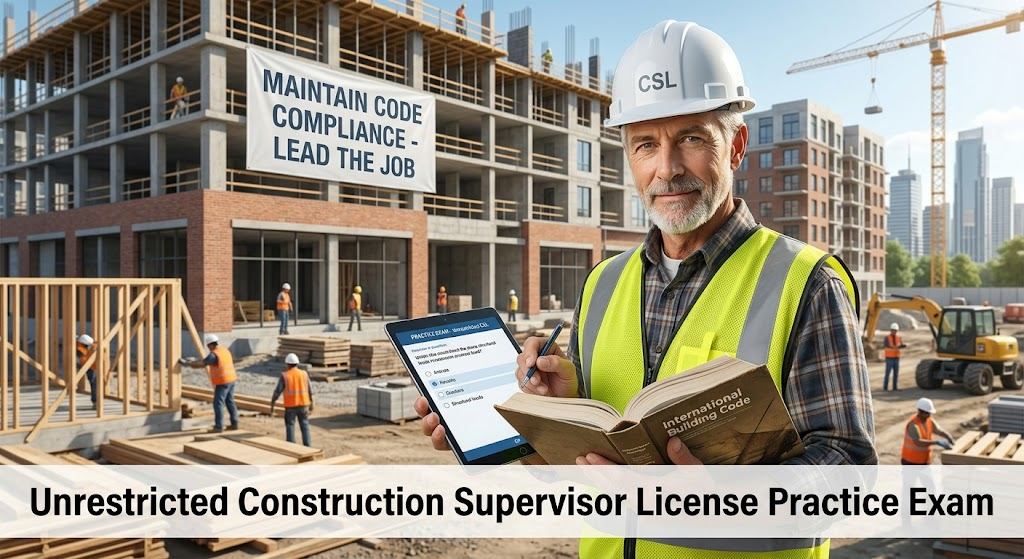 Unrestricted Construction Supervisor License (CSL) Practice Exam Banner