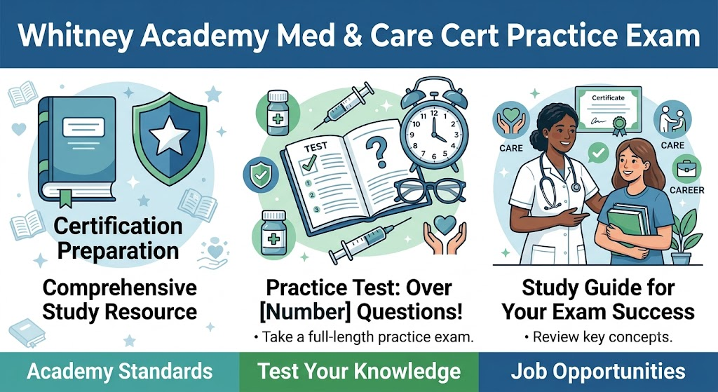 Whitney Academy Medication and Student Care Certification Practice Exam Banner