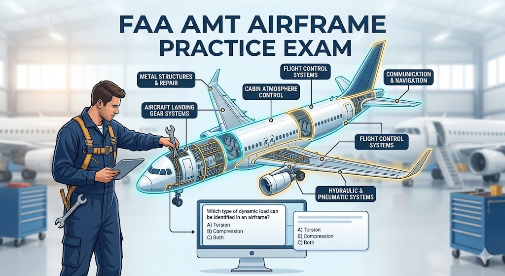 FAA AMT (Aviation Maintenance Technician) Airframe Practice Exam Banner