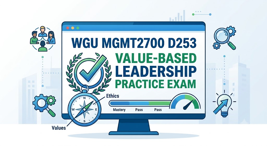 Western Governors University (WGU) MGMT2700 D253 Value-Based Leadership Practice Exam Banner