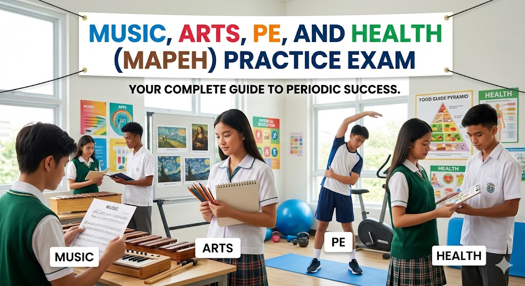 Music, Arts, PE, and Health (MAPEH) Periodic Practice Test Banner