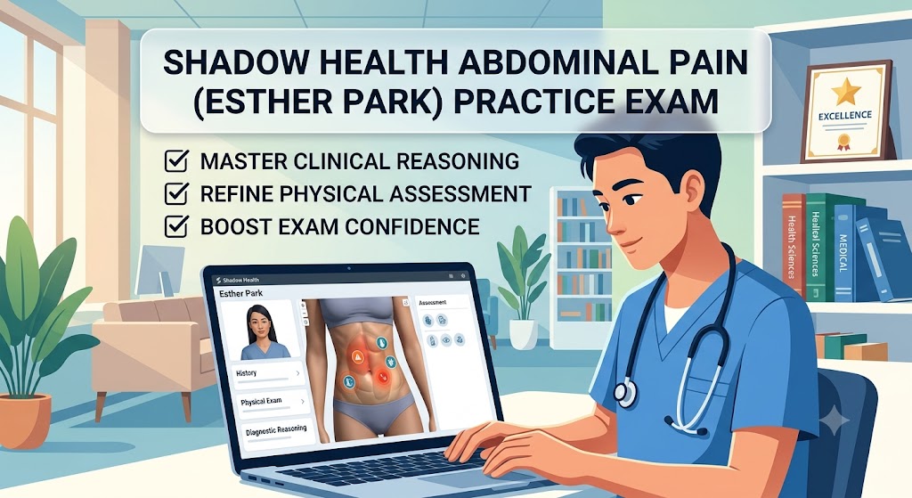 Shadow Health Abdominal Pain Esther Park Practice Exam Banner