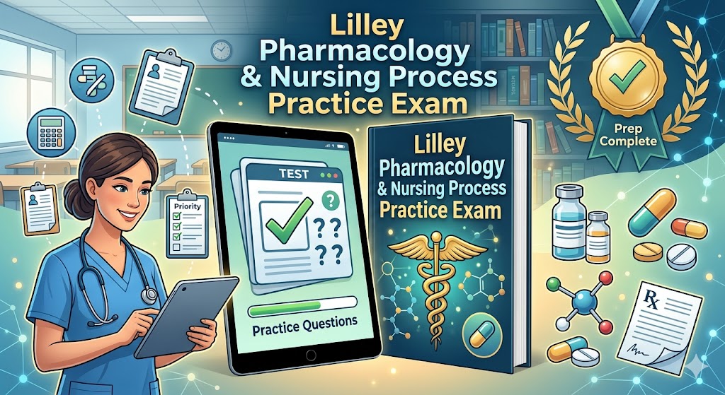 Pharmacology and the Nursing Process by Linda Lane Lilley: Practice Exam Banner