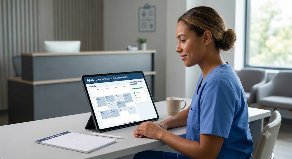 NHA Scheduling Practice Exam Banner