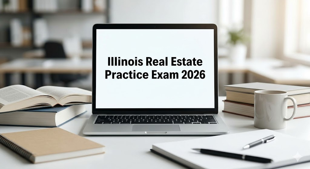 Illinois Real Estate Exam Prep 2026 | Real Estate Practice Questions Banner