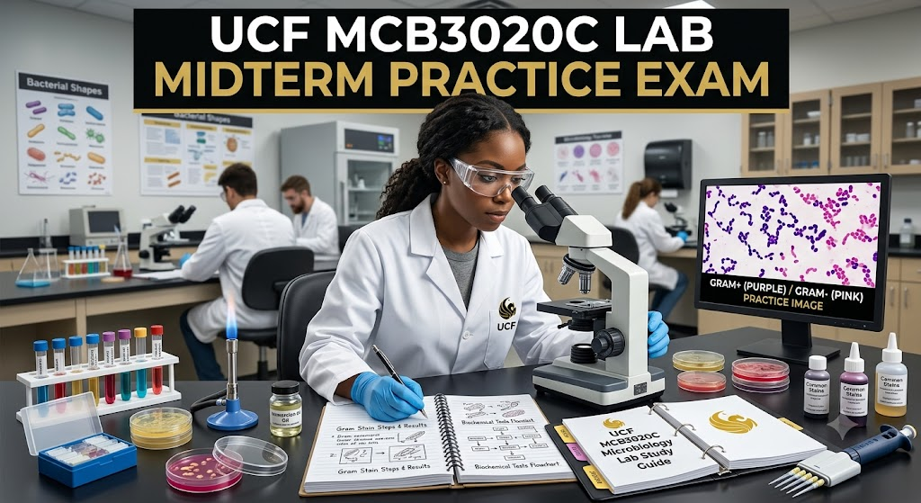 University of Central Florida (UCF) MCB3020C General Microbiology Lab Midterm Practice Exam Banner