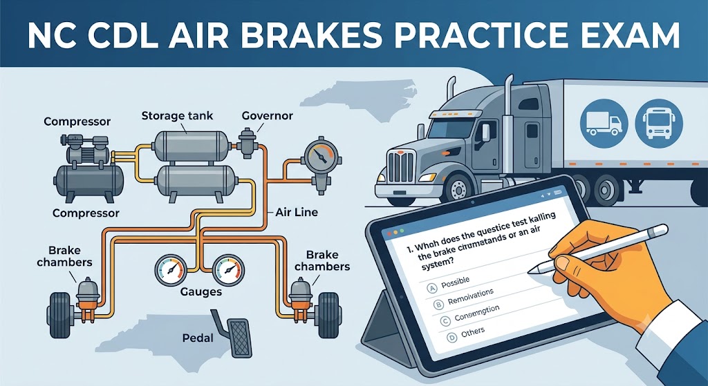 NC CDL Air Brakes Practice Exam Banner