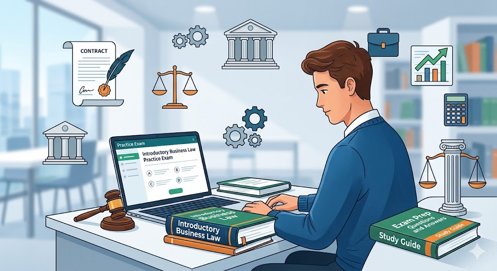Introductory Business Law Practice Test 2026 | Exam Prep Questions and Answers Banner