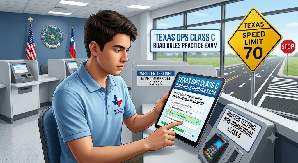 Texas DPS Class C Road Rules Practice Exam Banner