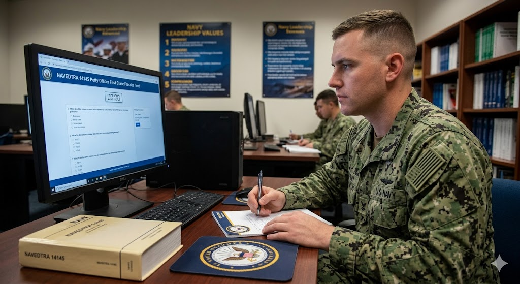 NAVEDTRA Military Requirements for Petty Officer First Class (14145) Practice Test Banner