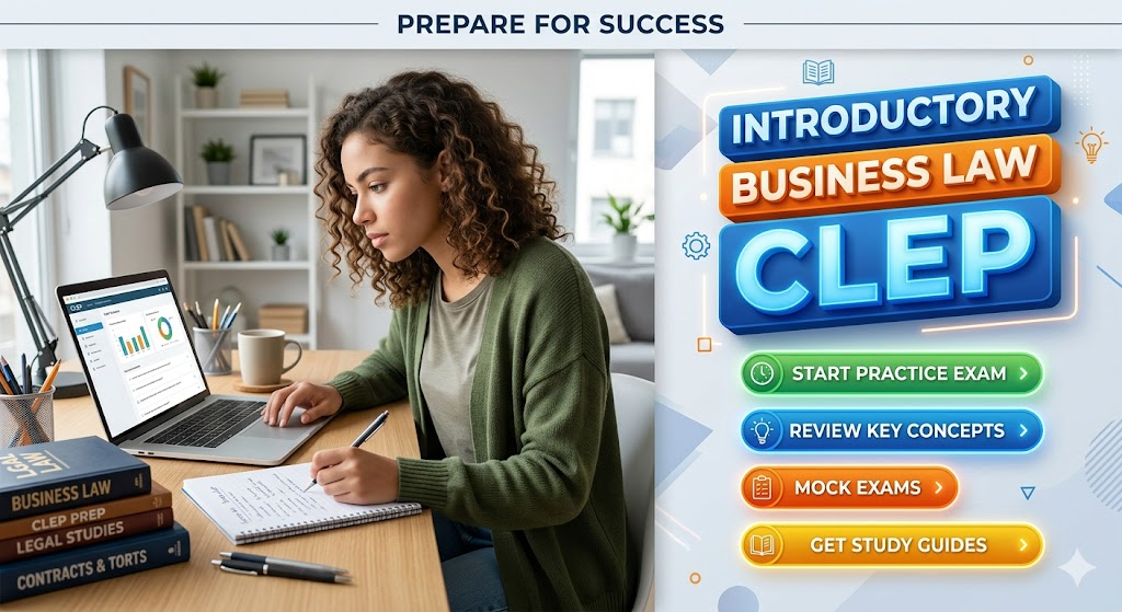 Introductory Business Law CLEP Prep Practice Exam Banner
