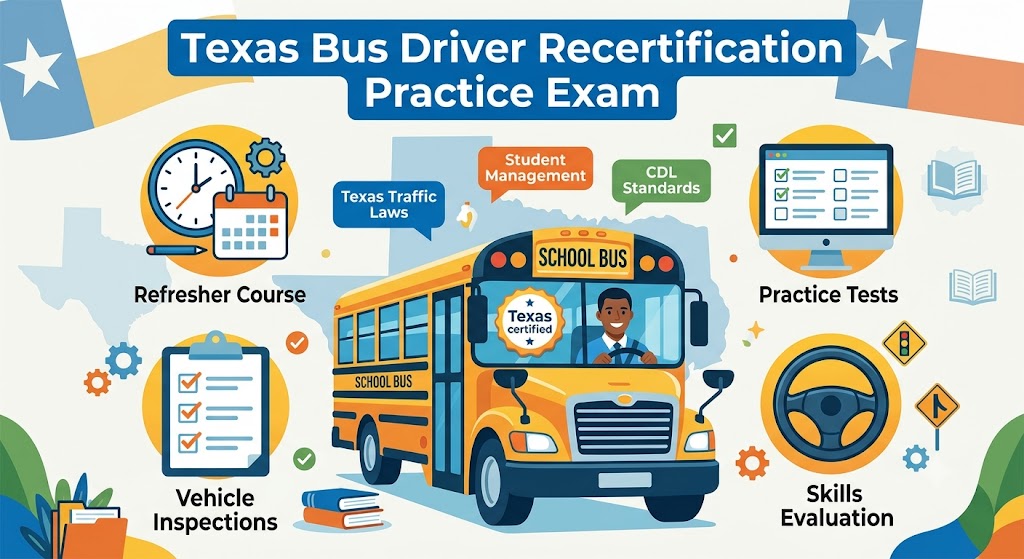 Texas Bus Driver Recertification Practice Exam Banner