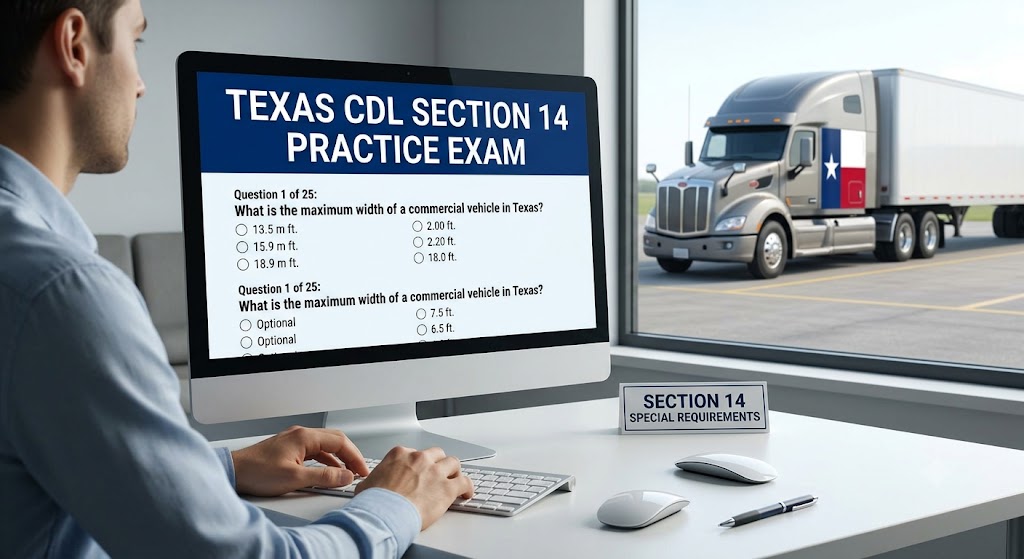 Texas CDL Section 14 Practice Exam Banner