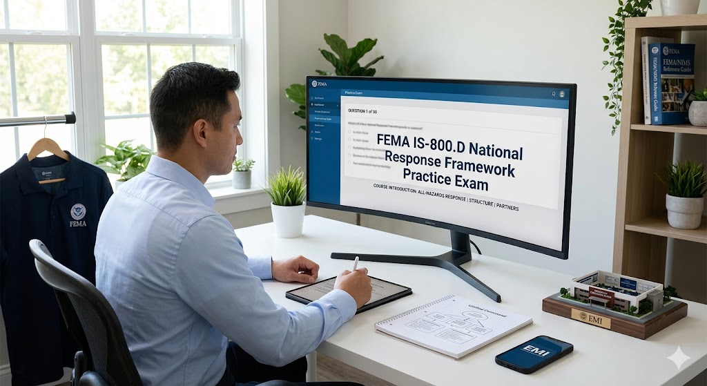 FEMA National Response Framework, An Introduction (IS-800.D) Practice Exam Banner