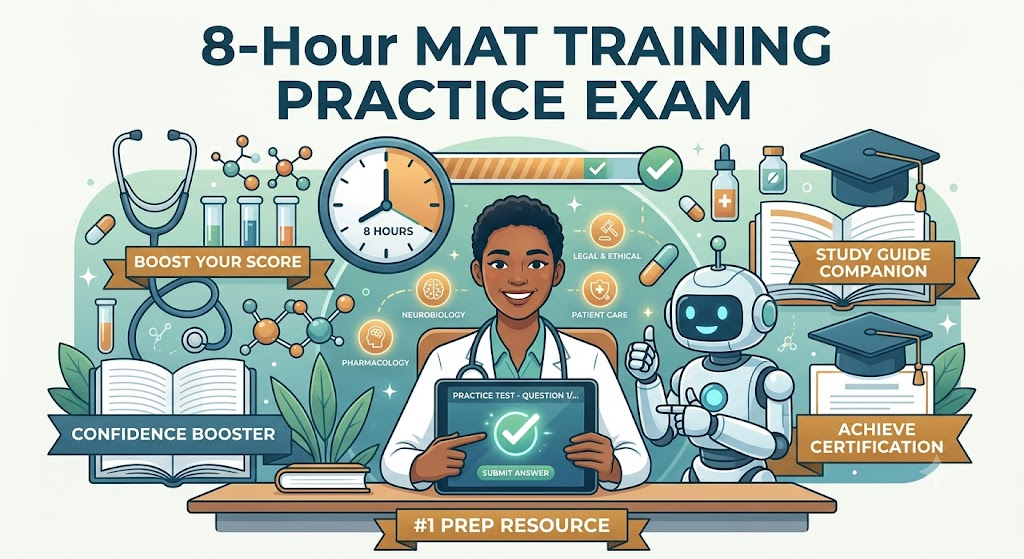 8 hour Medication-Assisted Treatment (MAT) Training Practice Test Banner