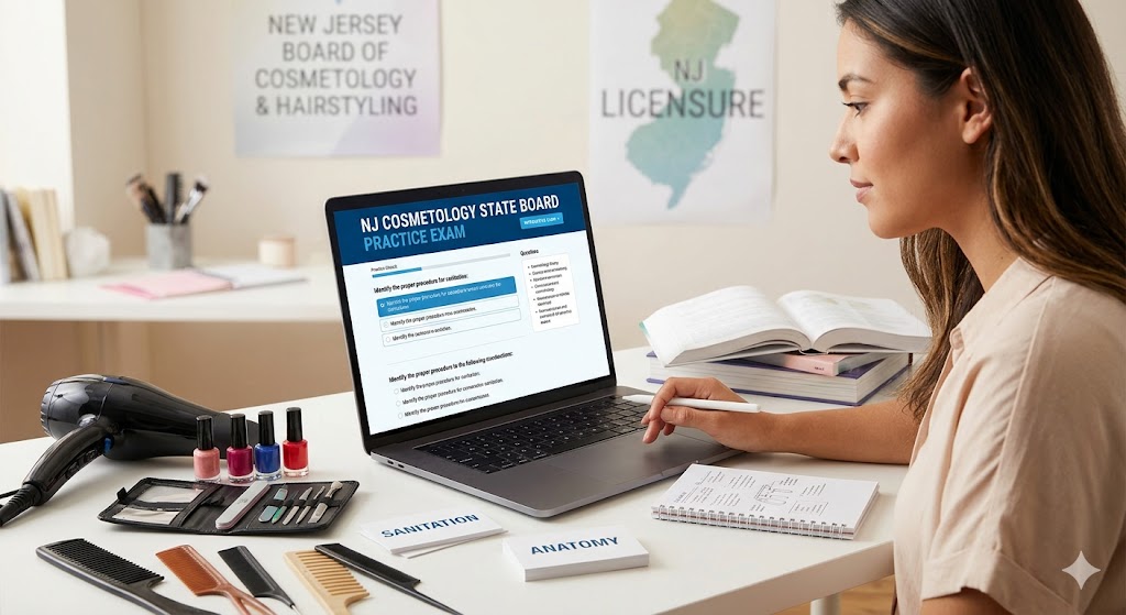 NJ Cosmetology State Board Practice Exam Banner