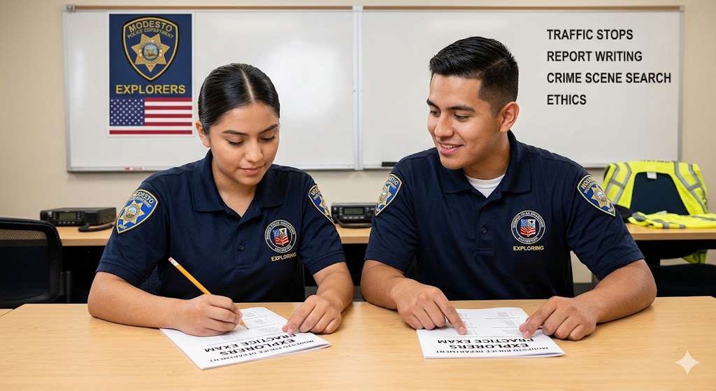 Modesto Police Department Explorers Training Practice Test Banner