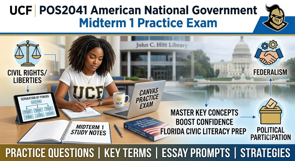 University of Central Florida (UCF) POS2041 American National Government Midterm 1 Practice Exam Banner