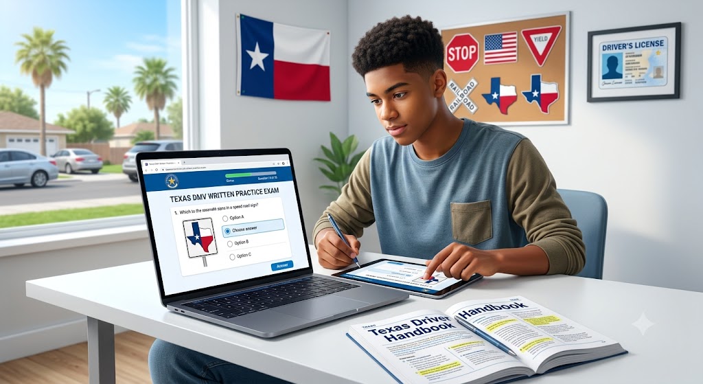 Texas DMV Written Driving Practice Exam Banner