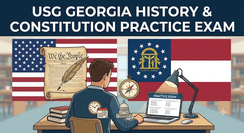 USG Legislative Requirements in U.S. and Georgia History and Constitution Practice Exam Banner