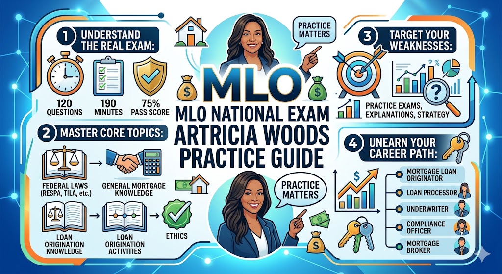 Mortgage Loan Originator (MLO) National Exam – Artricia Woods Practice Exam Banner