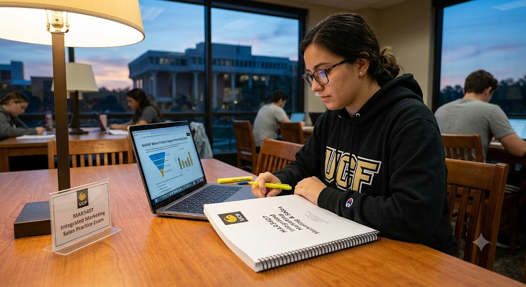 University of Central Florida (UCF) MAR3407 Integrated Marketing and Sales Midterm Practice Exam Banner