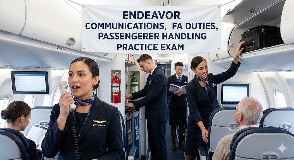 Endeavor – Communications, FA Duties, Passenger Handling Practice Exam Banner
