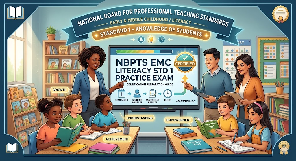 NBPTS Early and Middle Childhood (EMC) Literacy Standard 1 Practice Test Banner