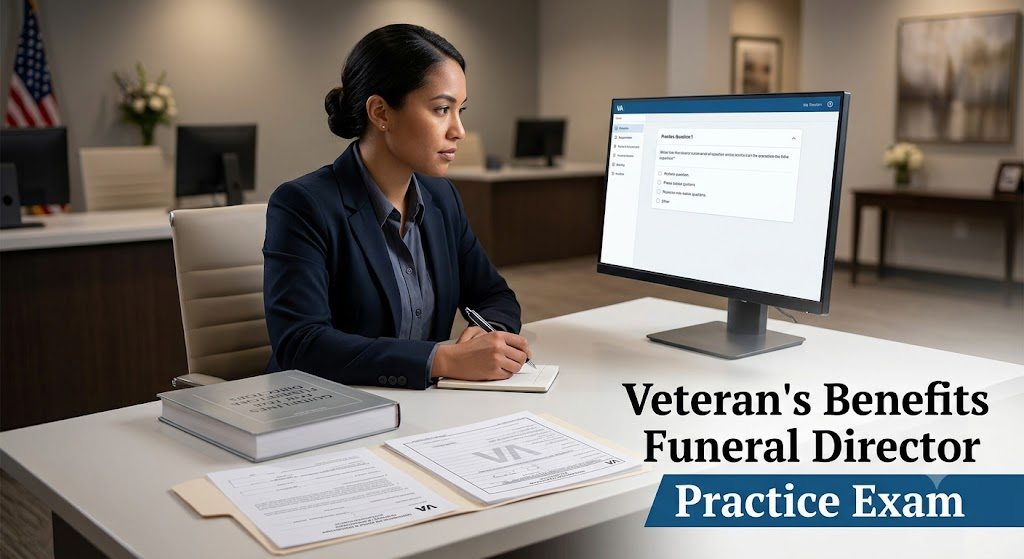 Veteran's Benefits and Funeral Director Guidelines Practice Exam Banner