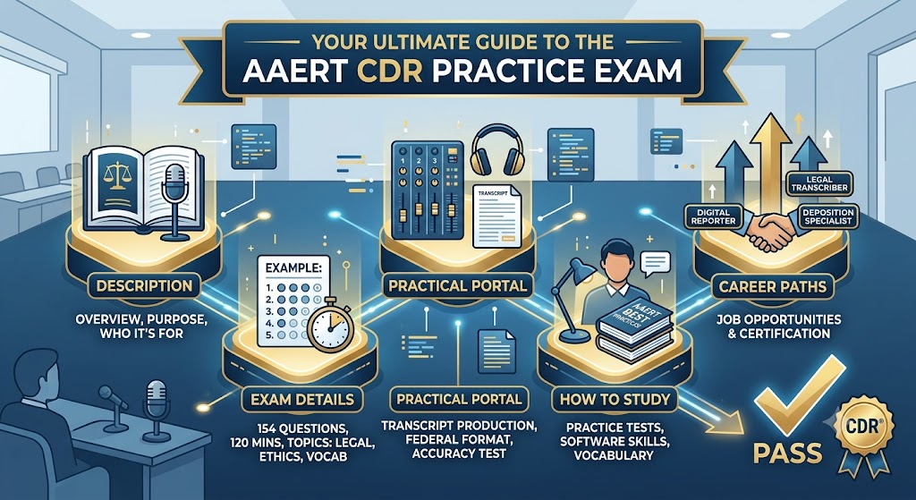 AAERT Certified Deposition Reporter (CDR) Practice Exam. Banner