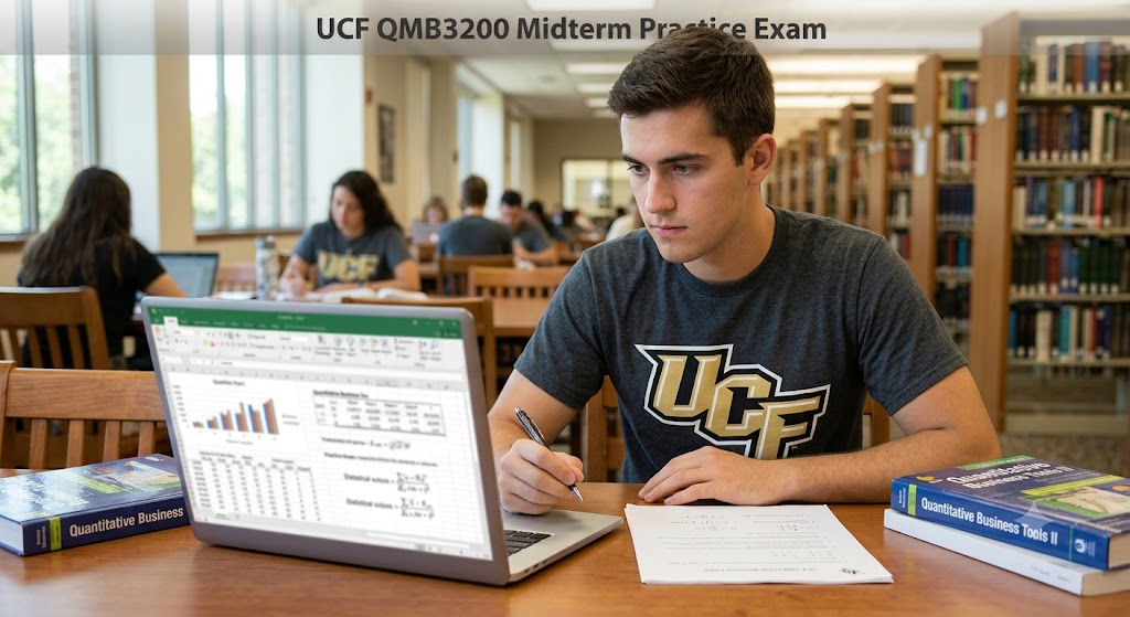 University of Central Florida (UCF) QMB3200 Quantitative Business Tools II Midterm Practice Exam Banner
