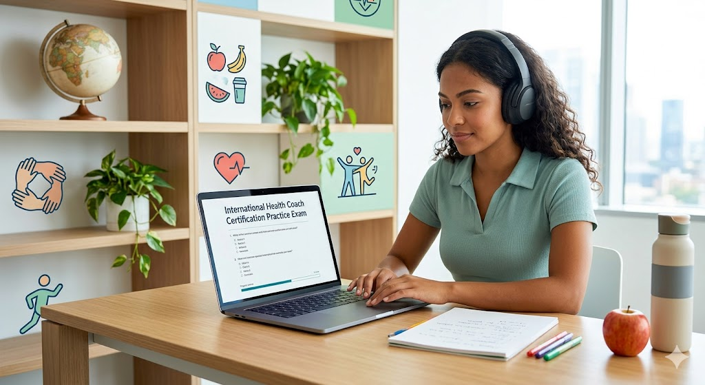 International Health Coach Certification Practice Exam Banner