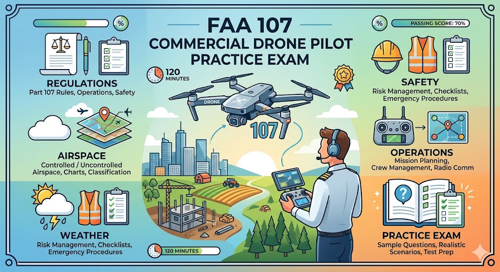 FAA 107 Commercial Drone Pilot Practice Exam Banner