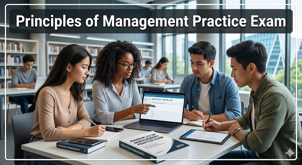 Principles of Management Practice Test 2026 | Exam Prep Questions and Answers Banner