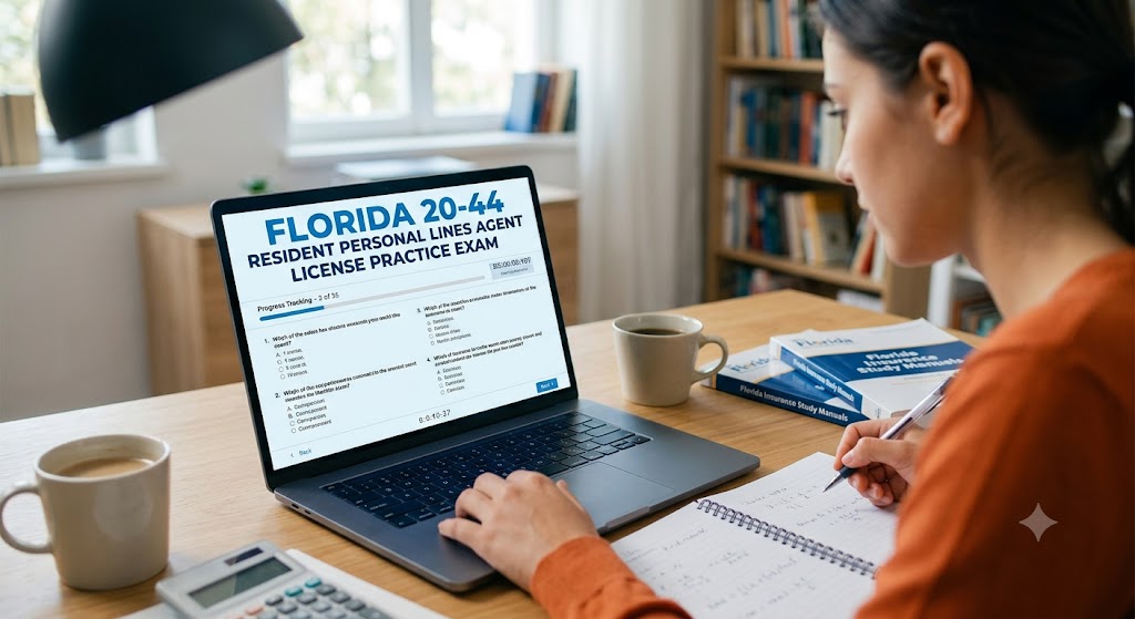 Florida 20-44 Resident Personal Lines Agent License Practice Exam Banner