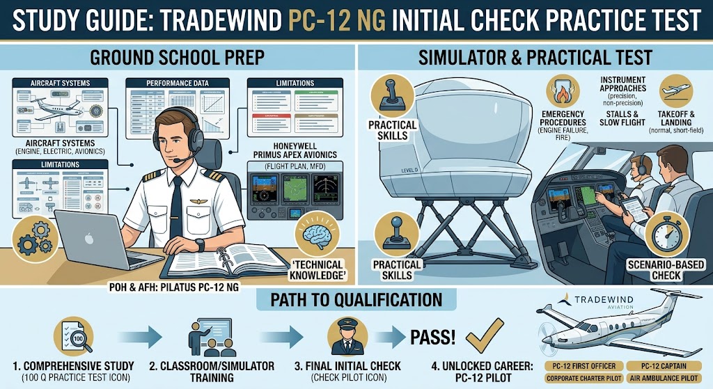 Tradewind Aviation Pilatus PC-12 NG Initial Check Practice Test Banner