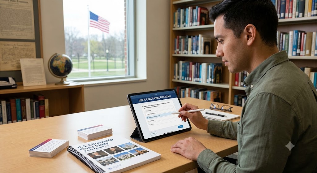 U.S. Citizenship and Immigration Services (USCIS) Civics Practice Test Banner