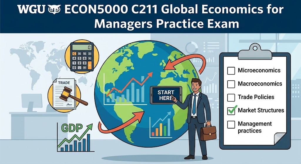 Western Governors University (WGU) ECON5000 C211 Global Economics for Managers Practice Exam Banner