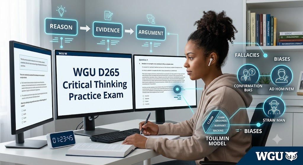 Western Governors University (WGU) PHIL1020 D265 Critical Thinking: Reason and Evidence Practice Exam Banner