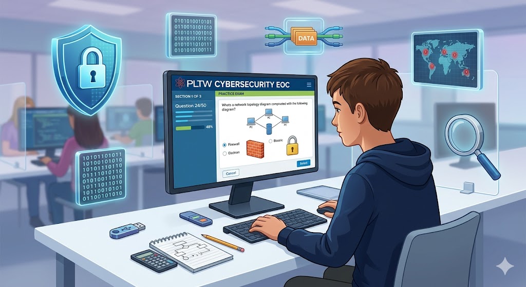 PLTW  Cybersecurity EOC Practice Exam Banner
