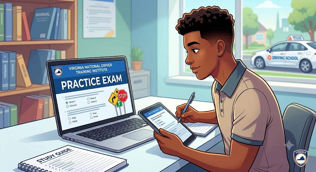Virginia National Driver Training Institute Practice Test Banner