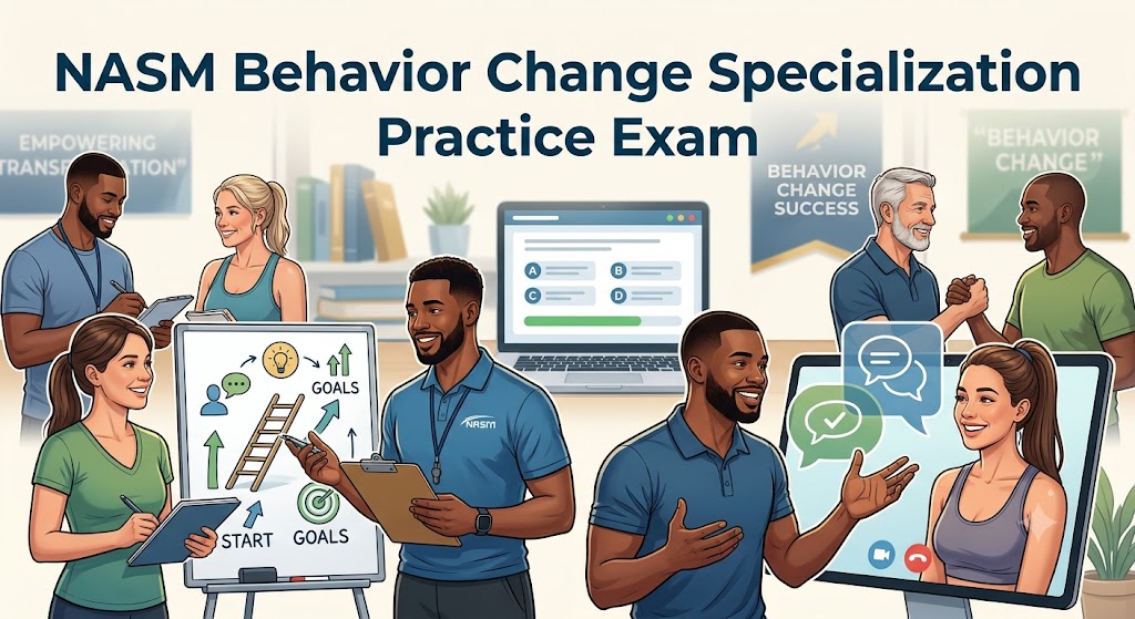 National Academy of Sports Medicine (NASM) Behavior Change Specialization (BCS) Practice Exam Banner