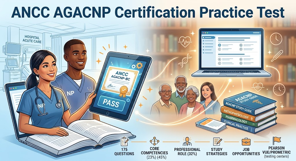 ANCC Adult–Gerontology Acute Care Nurse Practitioner Certification (AGACNP) Practice Test Banner