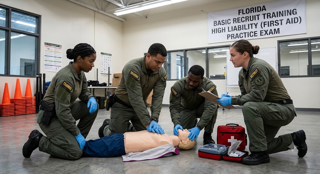 Florida Basic Recruit Training Program High Liability (First Aid) Practice Exam Banner