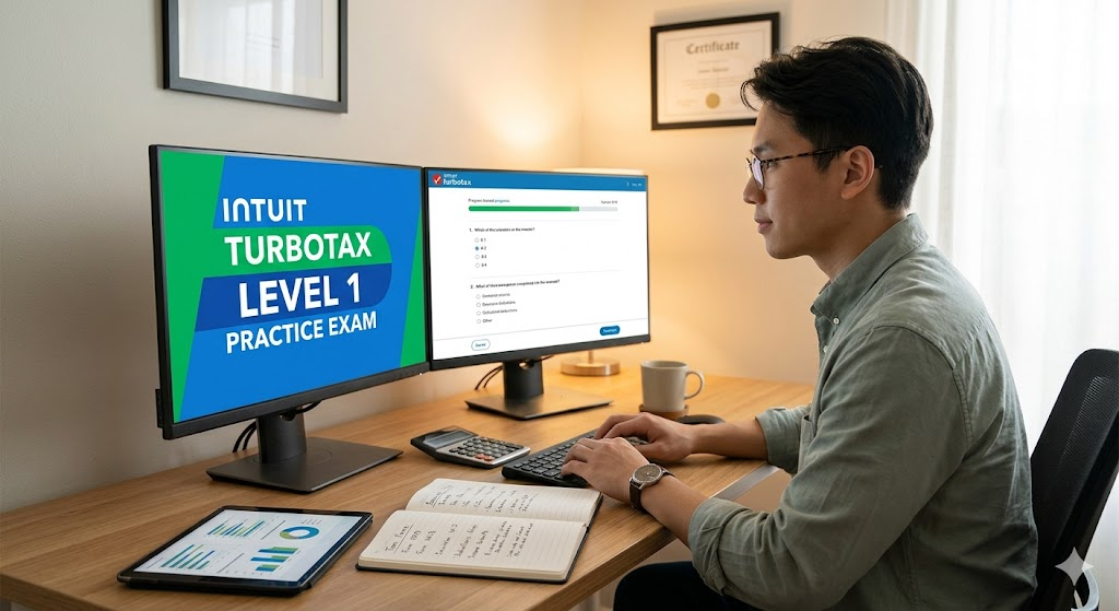 Intuit Turbo Tax Level 1 Practice Exam Banner
