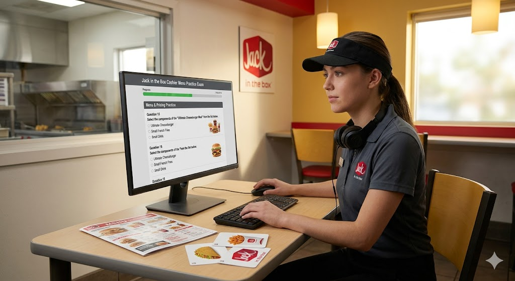 Jack in the Box Cashier Menu Practice Test Banner