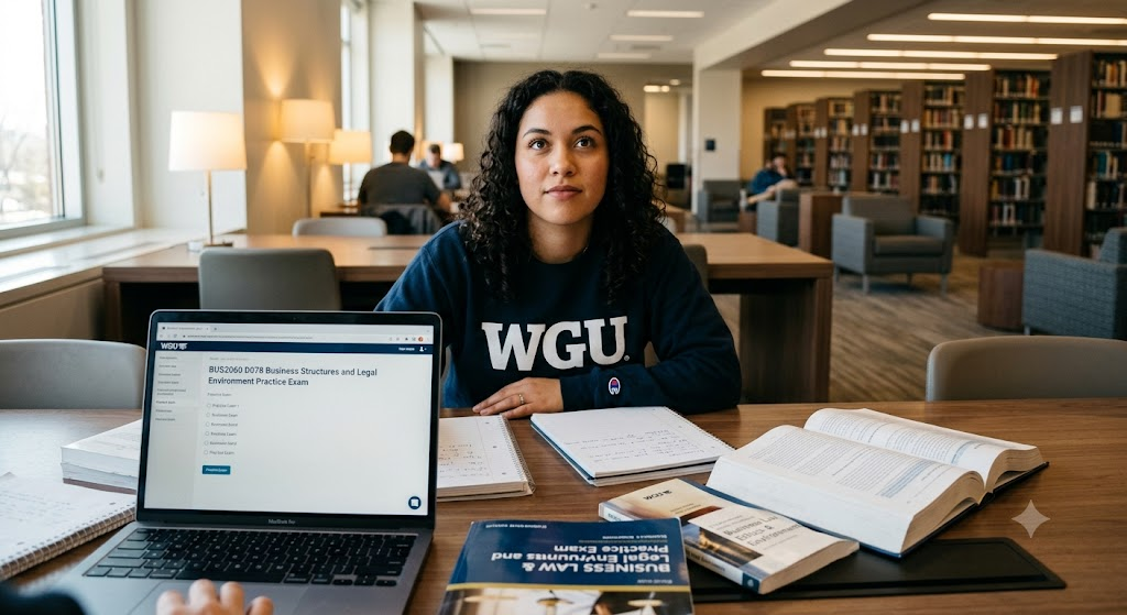 Western Governors University (WGU) BUS2060 D078 Business Environment Applications I: Business Structures and Legal Environment Practice Exam Banner