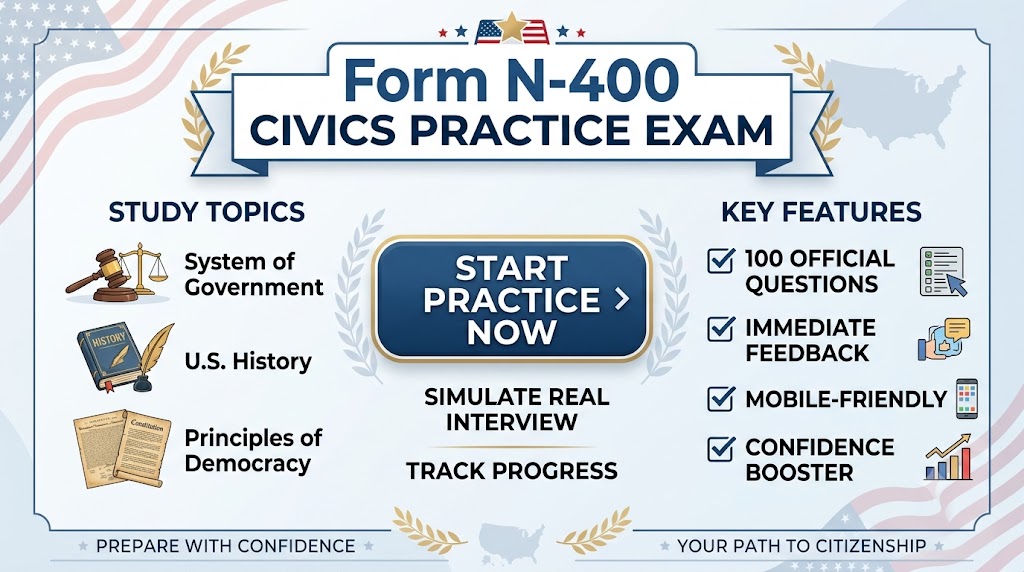 Form N-400 Civics Practice Test Banner